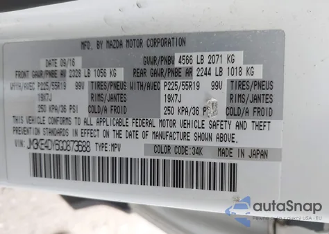 2016 Mazda Cx-5 Grand Touring from USA, damaged, VIN JM3KE4DY6G0873688